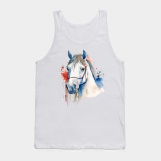 Watercolor white horse Tank Top